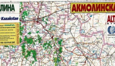 Карта Акмолинской области 1999 год