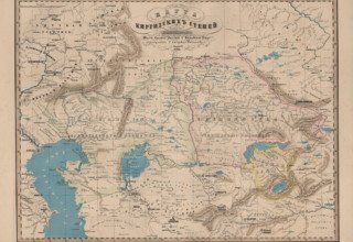 Карта Киргизских степей, принадлежащих России- Малой, Средней, Большой и Букеевской Орды Оренбургского и Сибирского Ведомств. 1858 г-