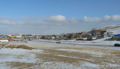 Панорама выезда на Красный Яр и Садовое (развилка).