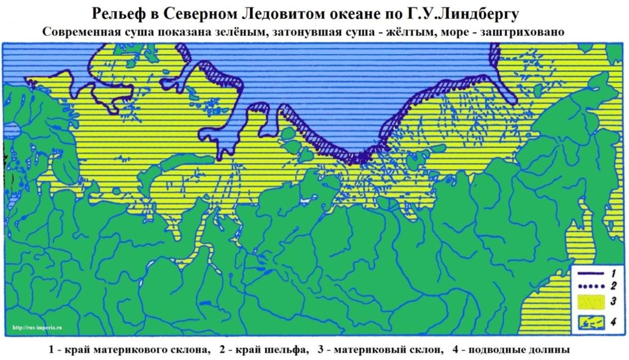 Современная карта затопления северных земель профессора Г.У.Линдберга