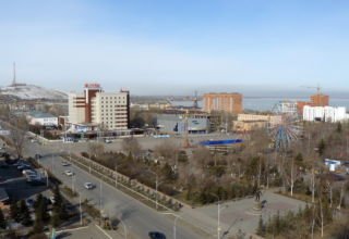 Панорама центра города с бизнес-центра Грин вич 20 марта 2019