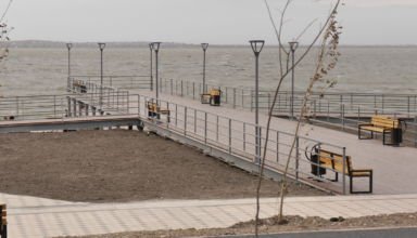 Фоторепортаж о состоянии строительства новой набережной, амфитеатра на берегу озера Копа, дорог. 17 октября 2020