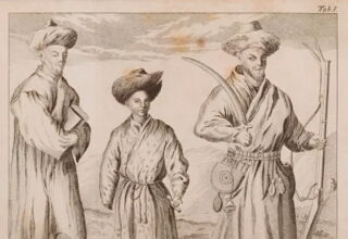 Джон Касл. Султан Ералы, бухарский акын и главный слуга Кудер батыр в полном вооружении. Иллюстрация из книги «Дневник путешествия в году 1736-м из Оренбурга к Абулхаиру, хану Киргиз-Кайсацкой Орды». Фото из интернет.