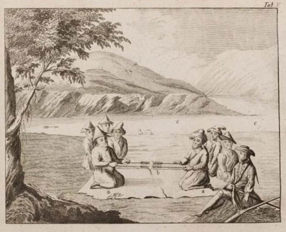 Джон Касл. Гадание для определения правильности избранного путешественниками пути. Иллюстрация из книги «Дневник путешествия в году 1736-м из Оренбурга к Абулхаиру, хану Киргиз-Кайсацкой Орды». Фото из интернет.